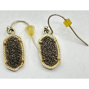 Kendra Scott Oval Drusy Drop Earrings With Textured Stone & Gold-Tone Border